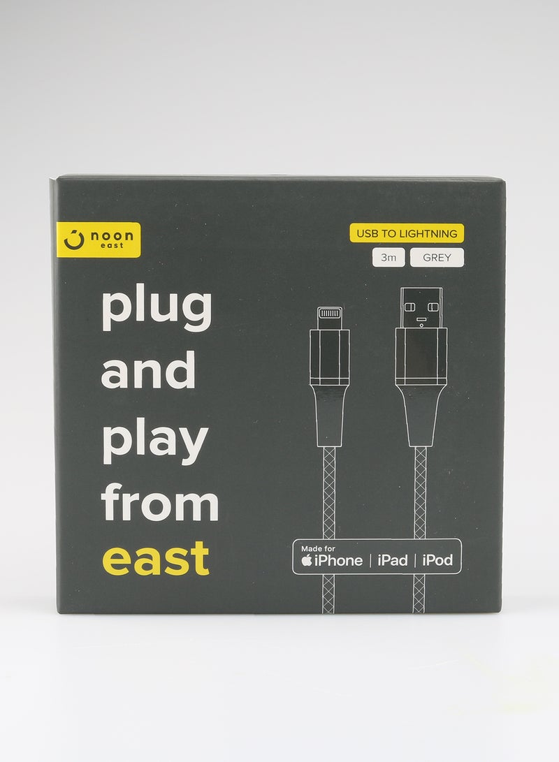 USB To Lightning Data Sync And Charging Cable For iPhone 1.5meter Grey/Silver