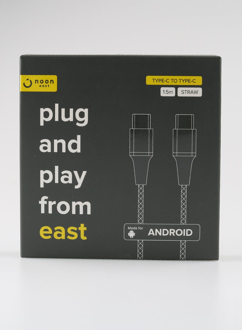 Type-C to Type-C Data Sync And Charging Cable - plug and play - 1.5meter Off White / Straw