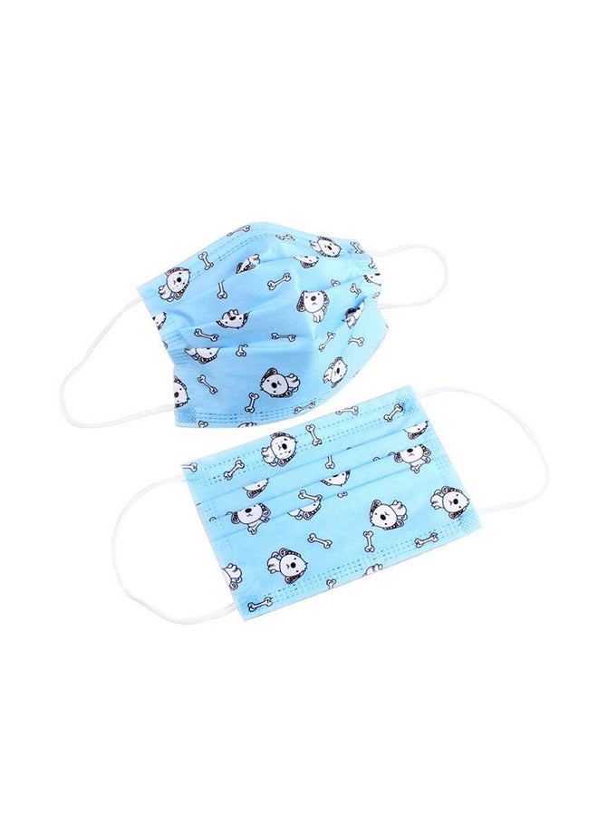 20-Piece 3 Ply Kids Disposable Face Mask Dog Design Blue 14.5x9.5cm  - Image 1