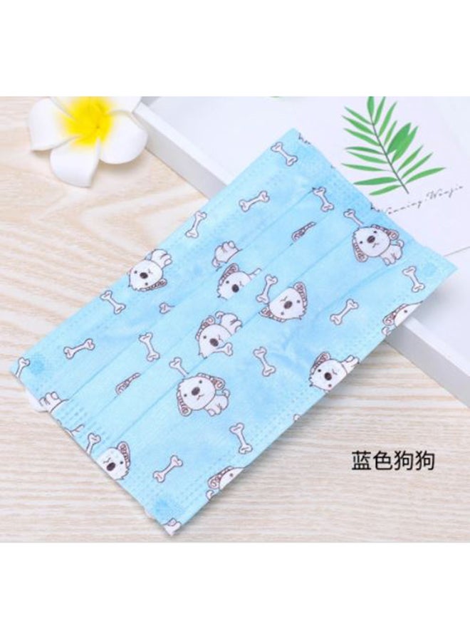 20-Piece 3 Ply Kids Disposable Face Mask Dog Design Blue 14.5x9.5cm  - Image 2