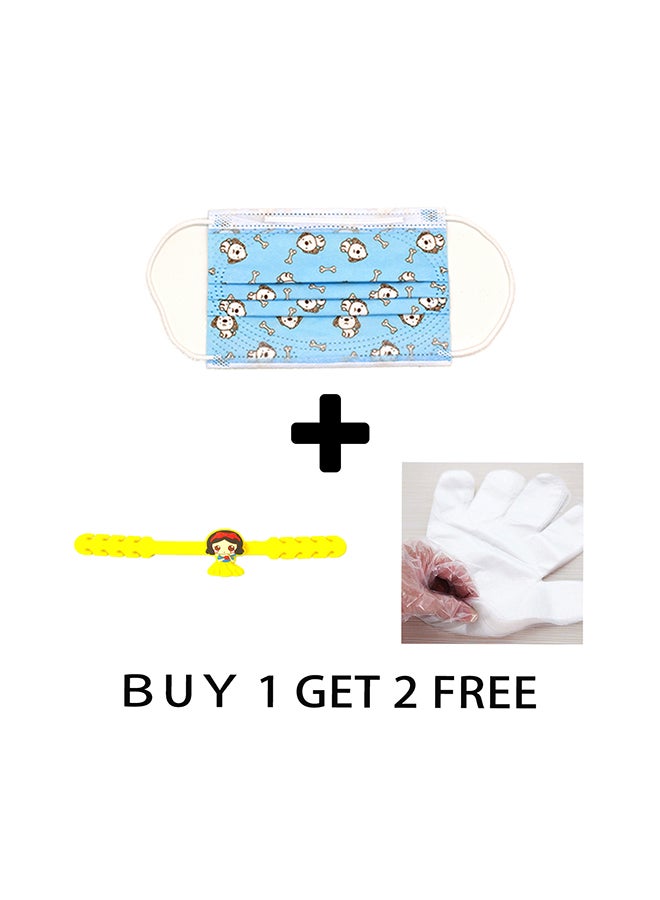 20-Piece 3 Ply Kids Disposable Face Mask Dog Design Blue 14.5x9.5cm  - Image 4