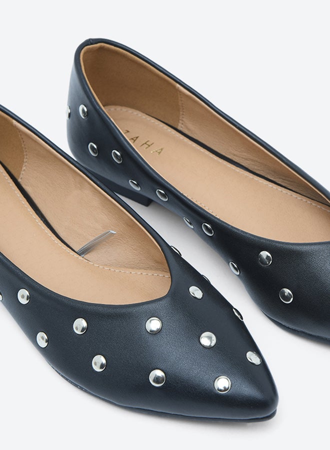 ZAHA - Trendy Synthetic Slip On Ballerinas Black - Image 1