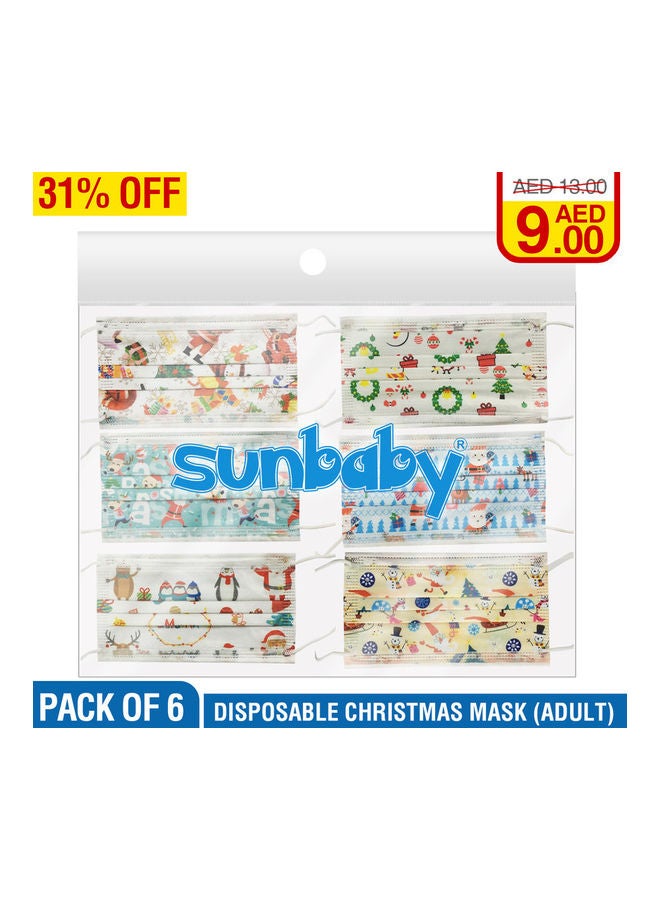 صن بيبي Christmas Disposable Mask Pack of 6 - Image 1