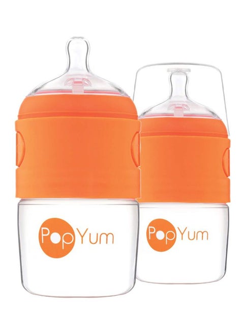 Anti-Colic Formula Making, Mixing, Dispenser Baby Feeding Bottles, 2-Pack With 1 Nipples- 5 oz Orange