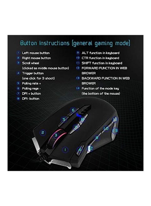 14 Programmable Buttons Gaming Mouse