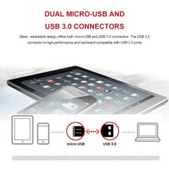 سانديسك فلاش درايف DD3 بتصميم رفيع وصغير بتقنية OTG ومنفذ USB 3.0 عالي السرعة سعة 32 جيجابايت C6979-32-L أسود وفضي  - Image 4