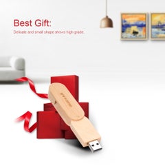 yvonne 64GB Memory Wooden Rotatable USB Pen Drive C6717-64-L Brown  - Image 2
