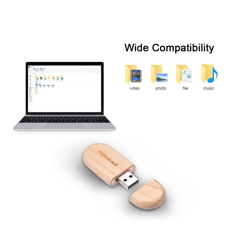 إيفون محرك أقراص USB بتصميم خشبي بيضاوي الشكل وسعة ذاكرة 64 GB C6716-64-L بني - Image 2