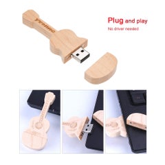 yvonne 64GB Memory Wooden Guitar Shaped USB Pen Drive C6714-64-L Brown  - Image 2
