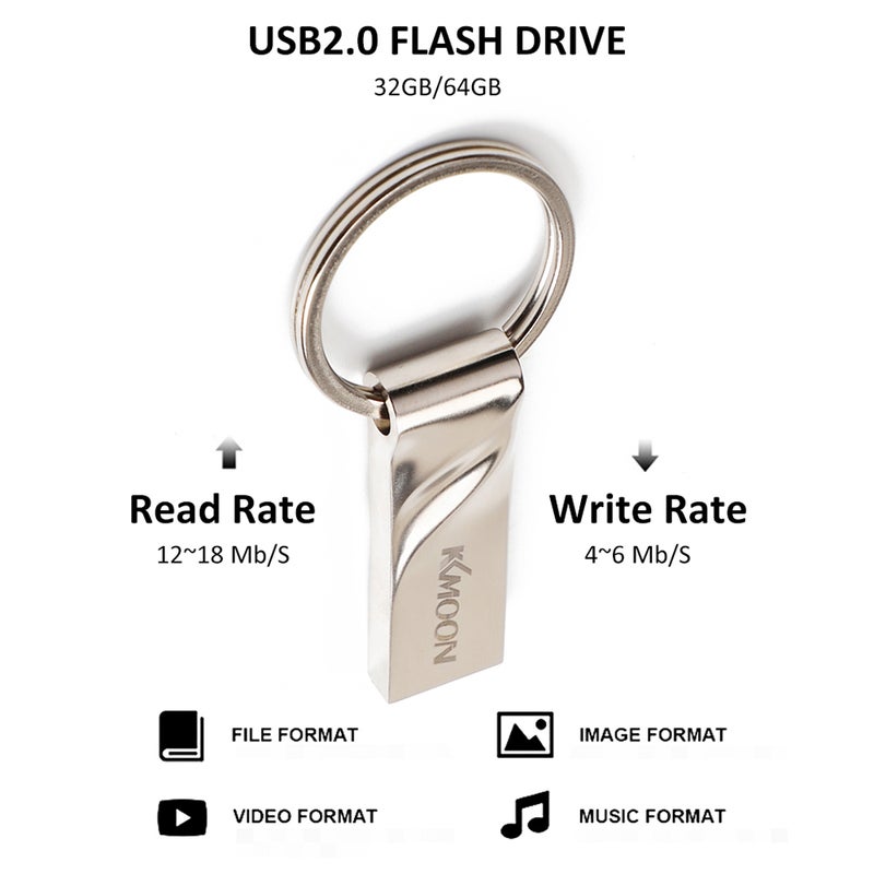CW10292 32GB/64GB Zinc Alloy Waterproof USB 2.0 Pen Drive With Key Ring C7172S-32-L Silver  - Image 2