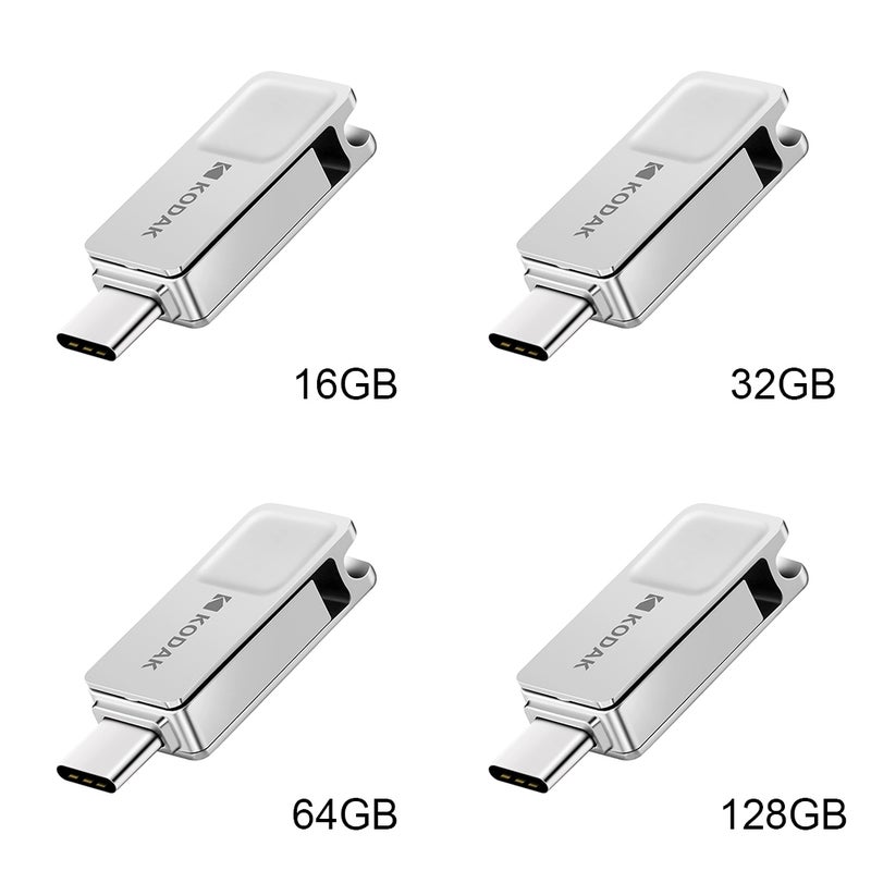 Kodak K223C 32GB Metal Mini Portable Type-C USB3.1 Pen Drive C6687-32-L Silver  - Image 3