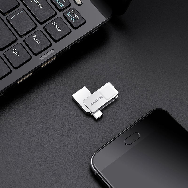 Kodak K223C 32GB Metal Mini Portable Type-C USB3.1 Pen Drive C6687-32-L Silver  - Image 2