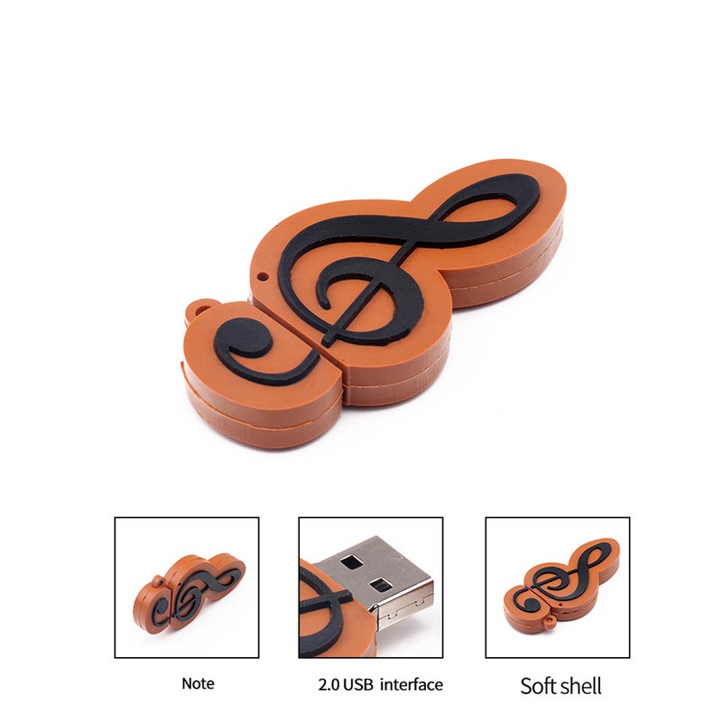 16GB/32GB Cute Musical Music Note Shape USB 2.0 Pen Drive C6261B-16-L Black - Image 2