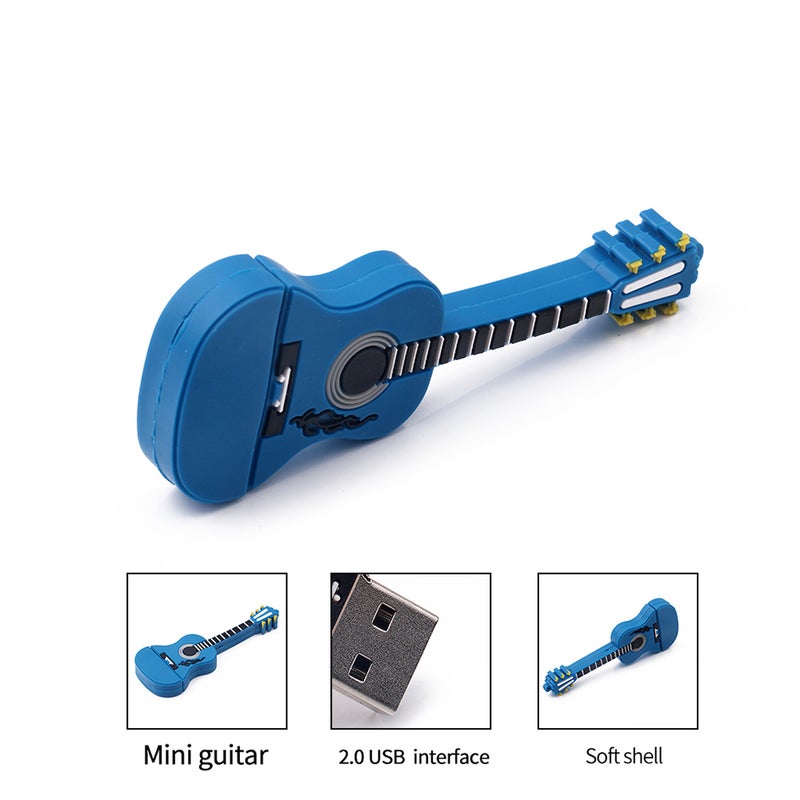 Generic - 1GB Memory Mini Guitar USB 2.0 Flash Pen Drive C6260BL-1-L Blue - Image 1