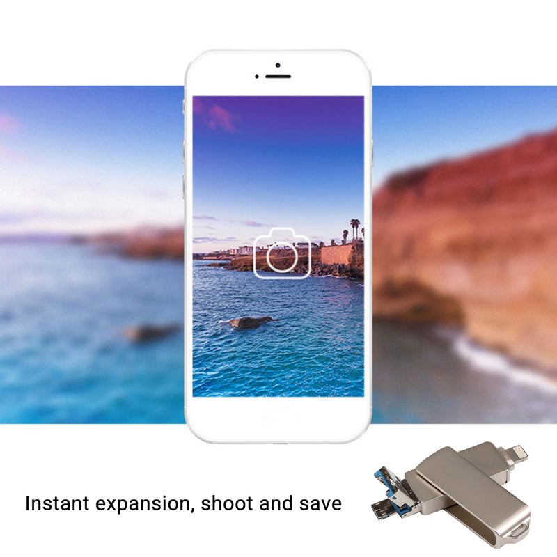 Generic 16GB/32GB/64GB/128GB Memory 3 in 1 Lightning/Micro USB/USB 2.0 Pen Drive For iPhone/iPad C6244-16-L Silver  - Image 2