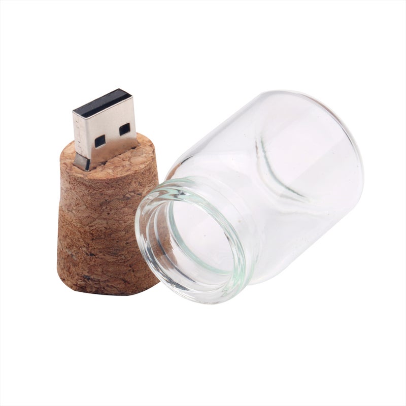 8GB Drift Wishing Floating Bottles Plug Wood Style USB Pen Drive C5527W-8-L Brown - Image 1