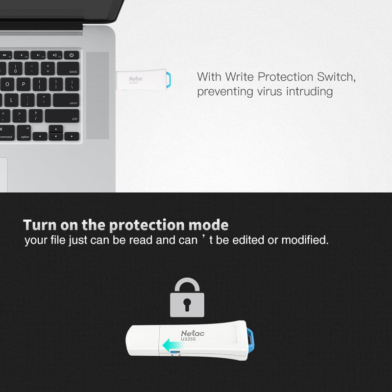 Netac - U208S 64GB Memory Write Protect USB2.0 Flash Drive C4838-64GB-L White - Image 1