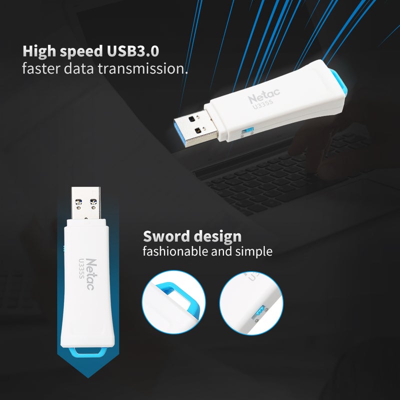 Netac - U208S 64GB Memory Write Protect USB2.0 Flash Drive C4838-64GB-L White - Image 1