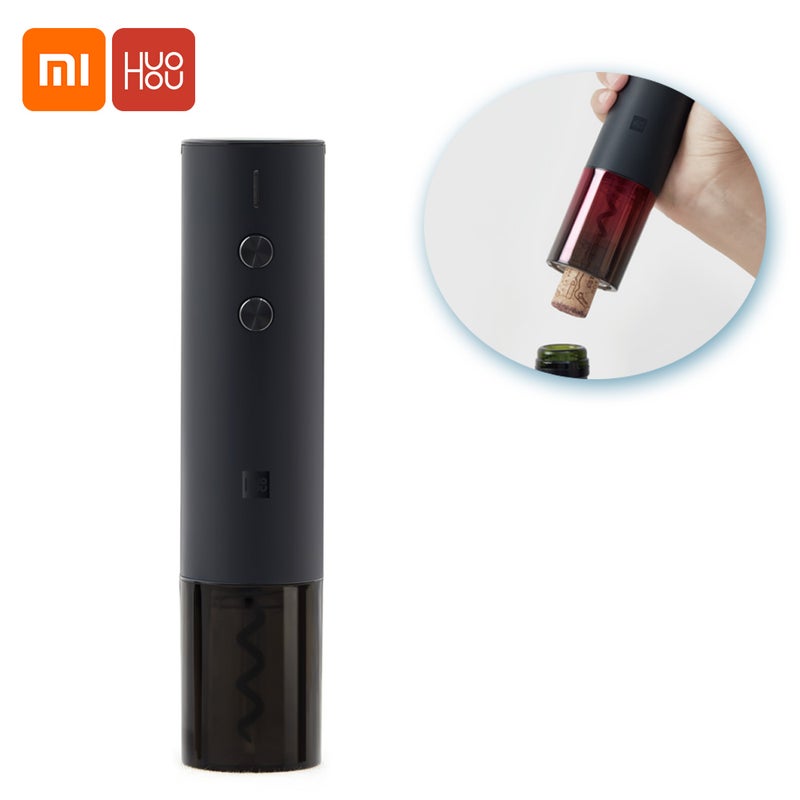 Huohou Electric  Wine Cork Opener With Foil Cutter Black 20 x 5 x 5cm  - Image 1