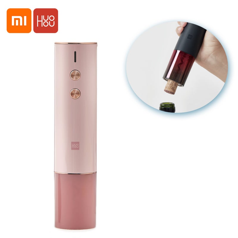 هوهو فتاحة فلين كهربائية للنبيذ مع قطاعة من القصدير لون وردي 20 x 5 x 5سم - Image 1