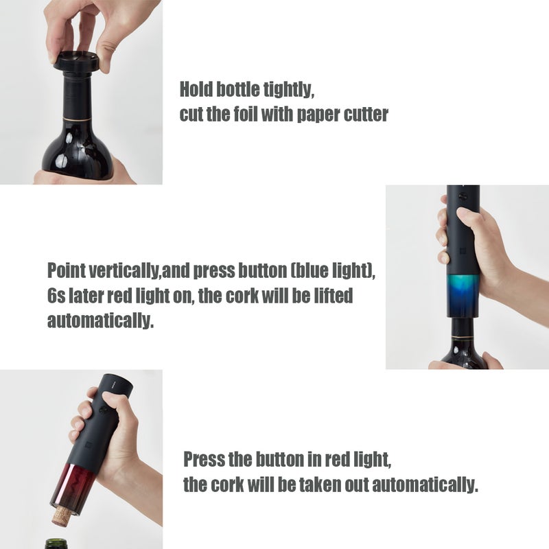 هوهو فتاحة فلين كهربائية للنبيذ مع قطاعة من القصدير لون وردي 20 x 5 x 5سم - Image 3