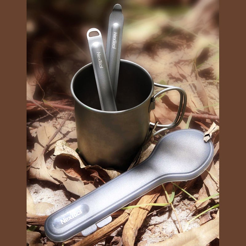 2-Piece Outdoor Titanium Fork Spoon Set Grey 20 x 4 x 7cm - v1605173673/N41401324A_4