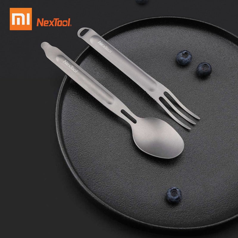 2-Piece Outdoor Titanium Fork Spoon Set Grey 20 x 4 x 7cm - v1605173674/N41401324A_7