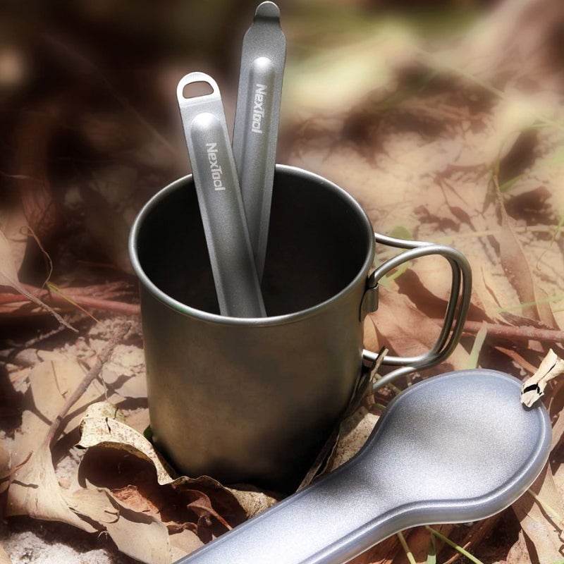 Nextool 2-Piece Outdoor Titanium Fork Spoon Set Grey 20 x 4 x 7cm  - Image 3