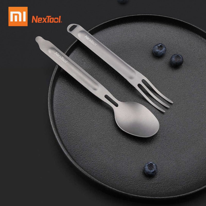 Nextool 2-Piece Outdoor Titanium Fork Spoon Set Grey 20 x 4 x 7cm  - Image 1