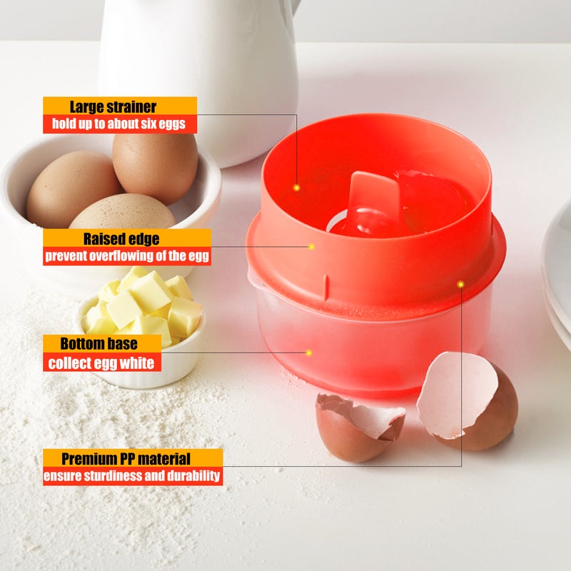 Egg-yolk Separator With Strainer Orange/White 13 x 7 x 13cm  - Image 5