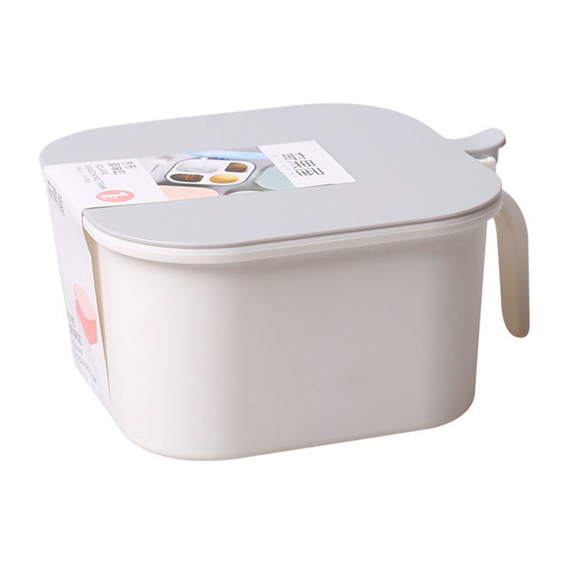 وعاء لتخزين التوابل مزود بغطاء وملعقة أبيض 14 x 8 x 14سم  - Image 2