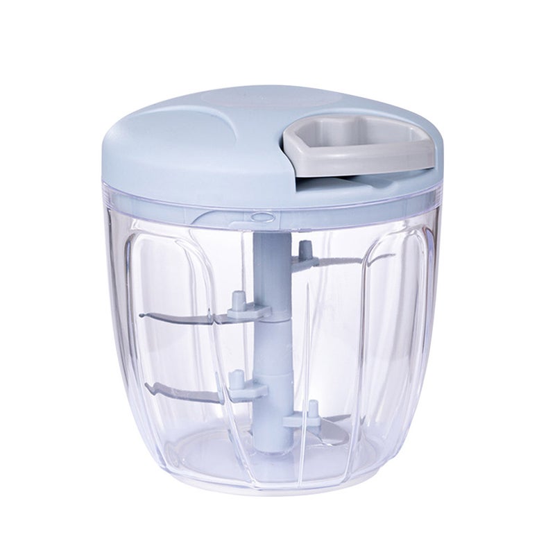 900ml Manual Food Chopper Blue/Clear 12.5 x 12 x 12cm  - Image 2