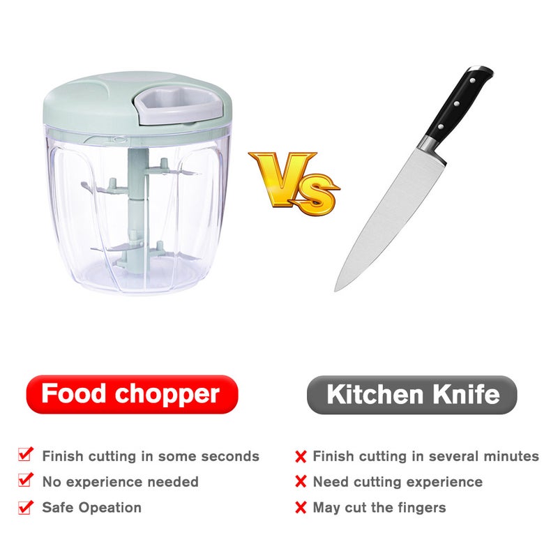 900ml Manual Food Chopper Blue/Clear 12.5 x 12 x 12cm  - Image 3