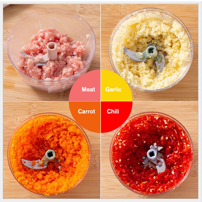 900ml Manual Food Chopper Blue/Clear 12.5 x 12 x 12cm  - Image 5