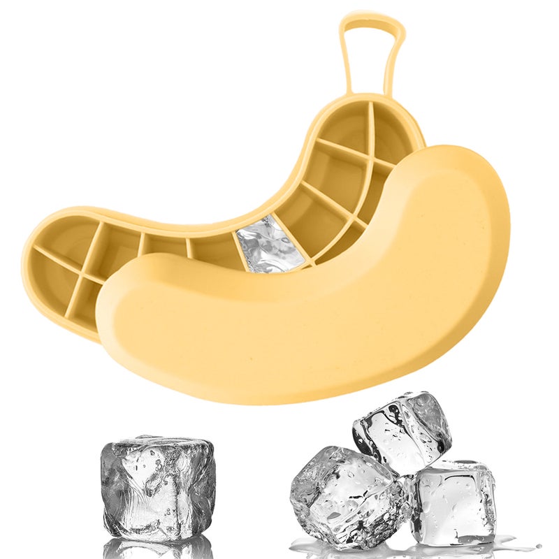 2-Piece Ice Cube Mold With Lid Yellow 16 x 7 x 8.5cm - Image 1