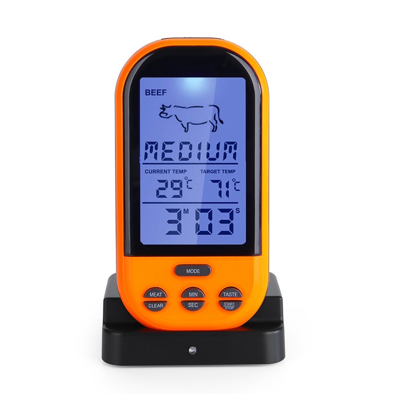 Generic - Wireless Remote Digital Thermometer And Timer Black/Orange 18.6 x 4.1 x 8.8cm - Image 1