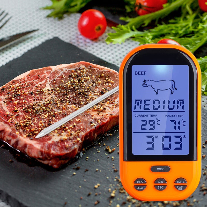 Generic - Wireless Remote Digital Thermometer And Timer Black/Orange 18.6 x 4.1 x 8.8cm - Image 1