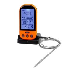 Wireless Remote Digital Thermometer And Timer Black/Orange 18.6 x 4.1 x 8.8cm