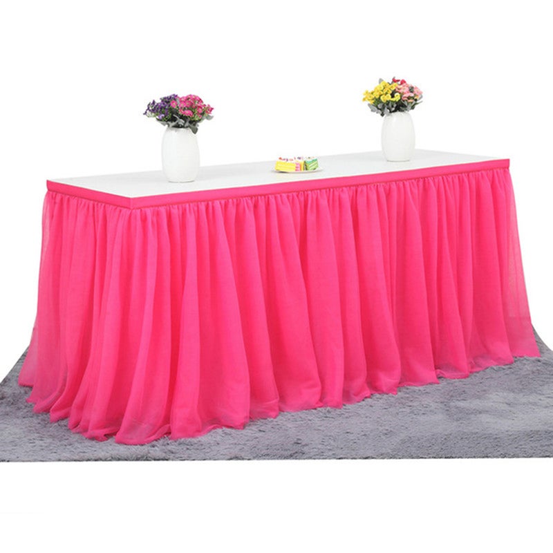 Handmade Tulle Table Skirt Rose Red 35 x 2 x 35cm - Image 1