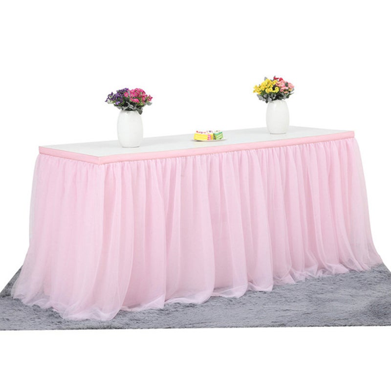 Handmade Tulle Table Skirt Pink 35 x 2 x 35cm - Image 1