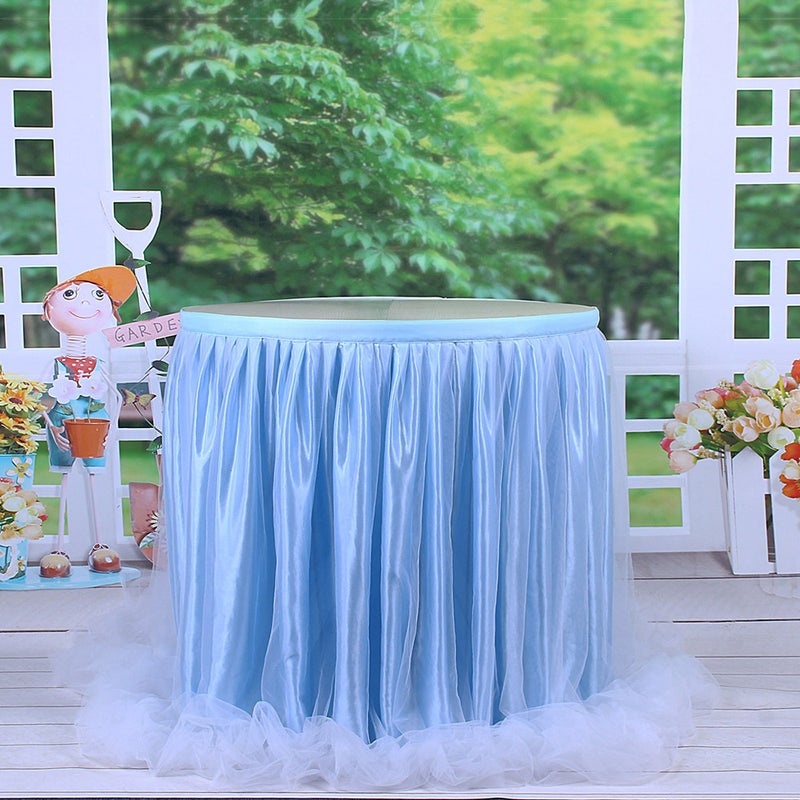 Handmade Tulle Table Skirt Blue 35 x 2 x 35cm - Image 5