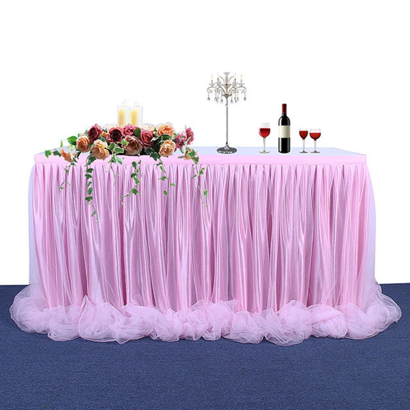 Handmade Tulle Table Skirt Pink 35 x 2 x 35cm - Image 1