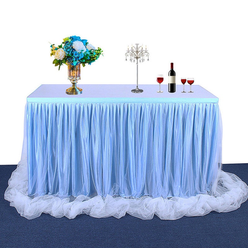Handmade Tulle Table Skirt Blue 35 x 2 x 35cm - Image 1
