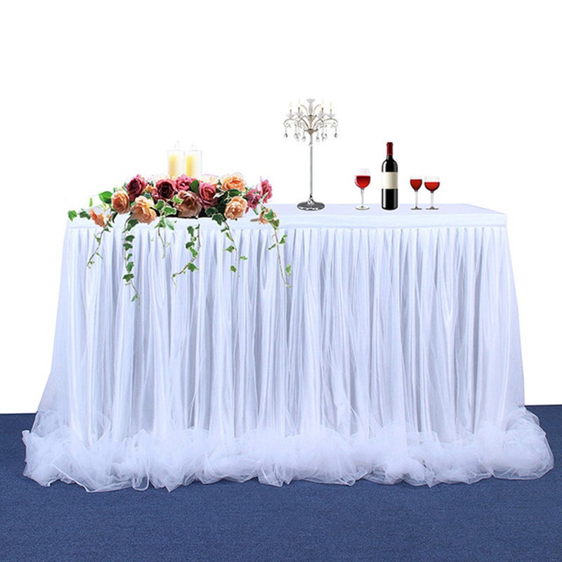 Handmade Tulle Table Skirt White 35 x 2 x 35cm - Image 1