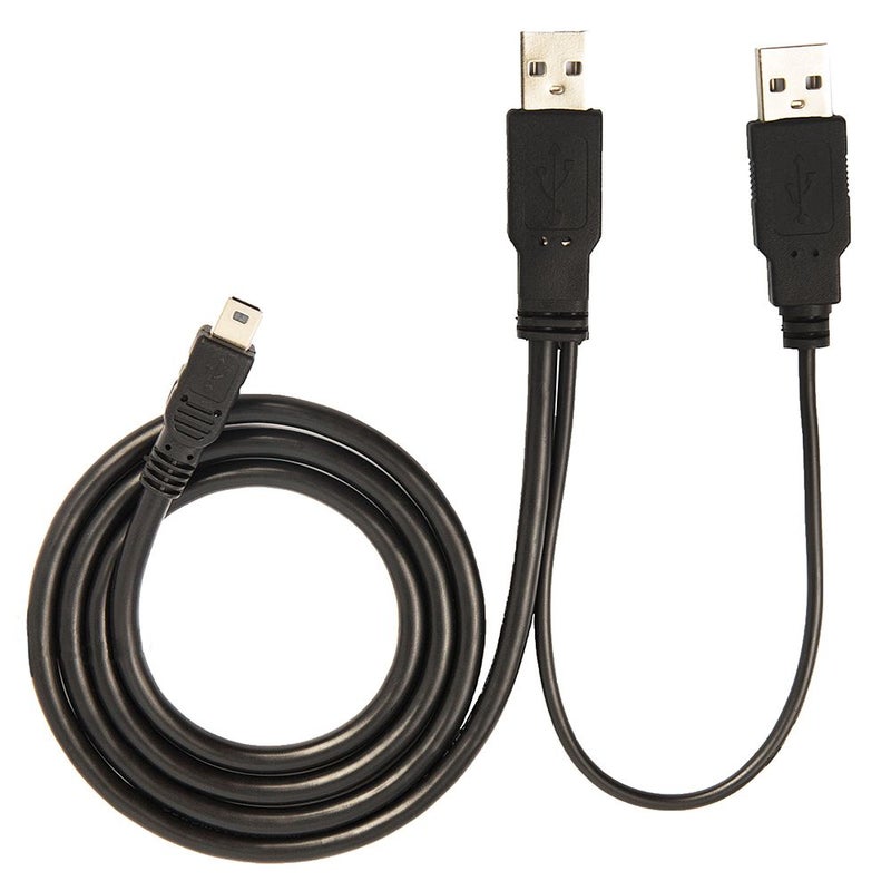2B USB Mini 5 Pin To Two USB Male Cable Black  - Image 2