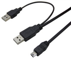 USB Mini 5 Pin To Two USB Male Cable Black - v1605174924/N40522009A_3