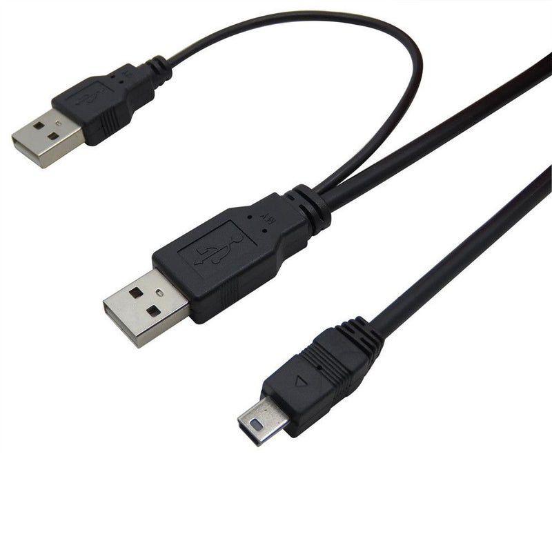 2B USB Mini 5 Pin To Two USB Male Cable Black  - Image 3