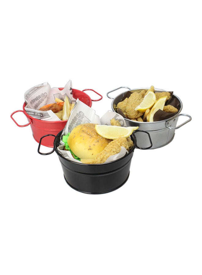 Generic Oval Stainless Steel Fries Barrel Restaurant Tableware for Snack Fried Chicken Seafood black 15*15*15cm  - Image 2