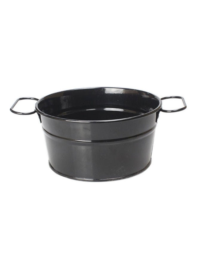 Generic Oval Stainless Steel Fries Barrel Restaurant Tableware for Snack Fried Chicken Seafood black 15*15*15cm  - Image 1