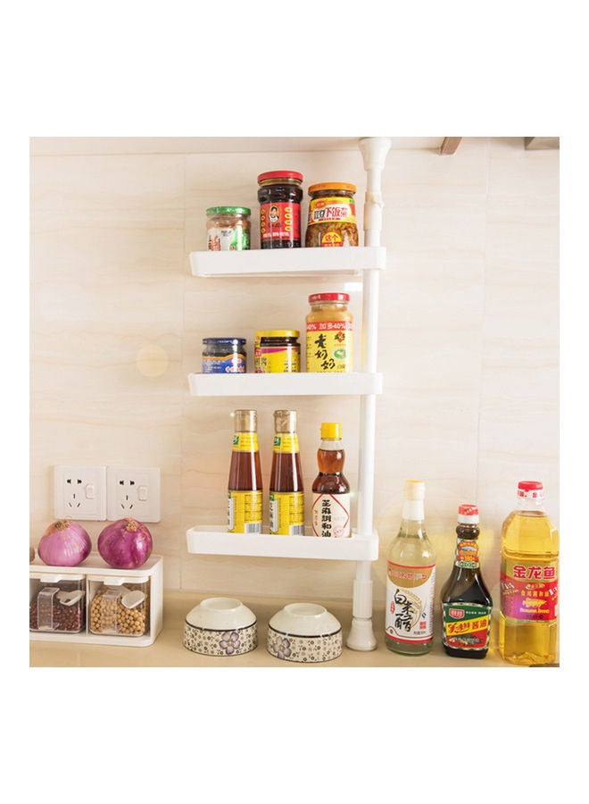 Nail-free Kitchen Shelf Telescopic Rotating Seasoning Storage Rack Wall Holder Organizer white 68*68*68cm - Image 3